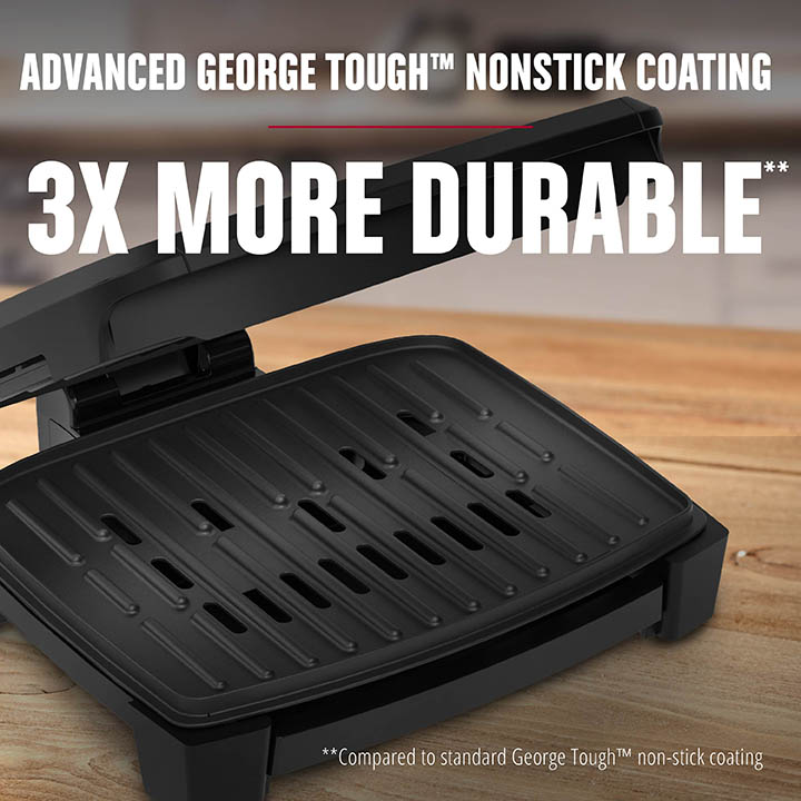 5 Serving Submersible Grill Black Plates GRECV075B George Foreman